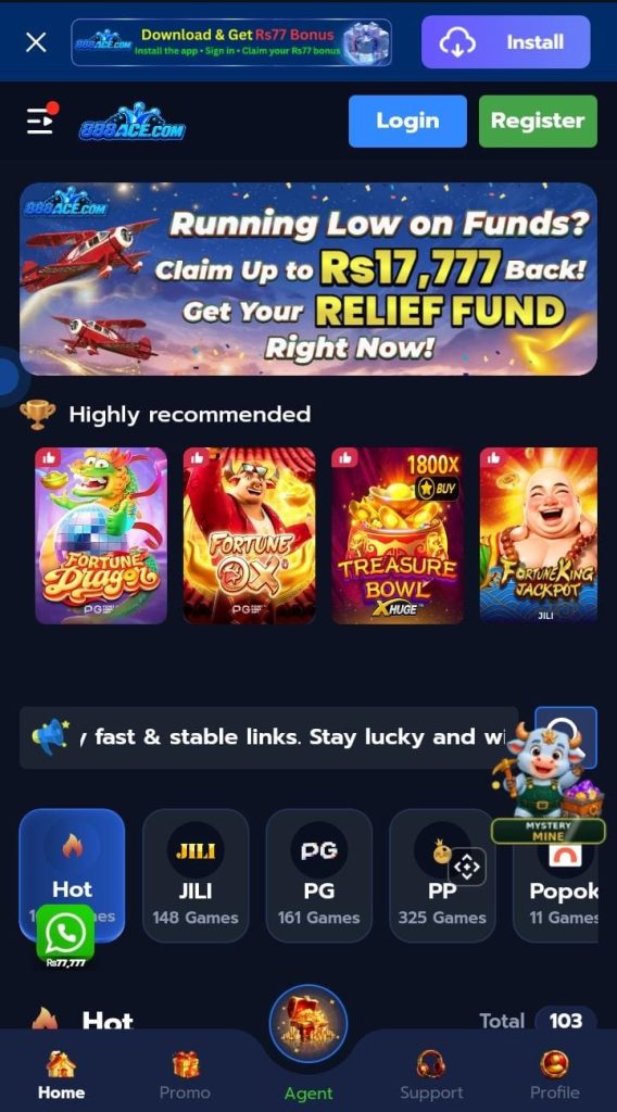 888ACE Game APK Latest Interface Page
