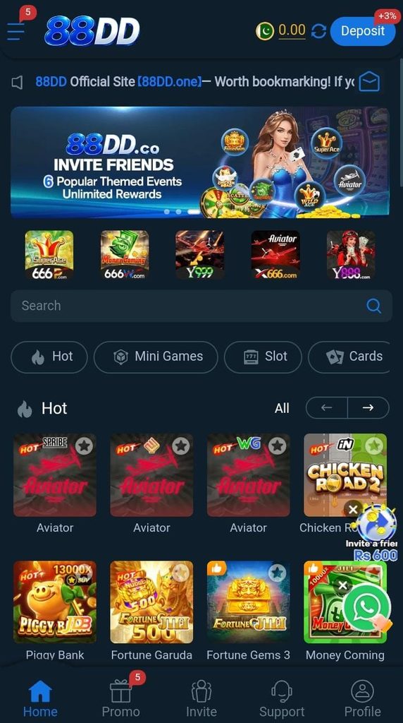 88DD Game APK Latest Interface Page