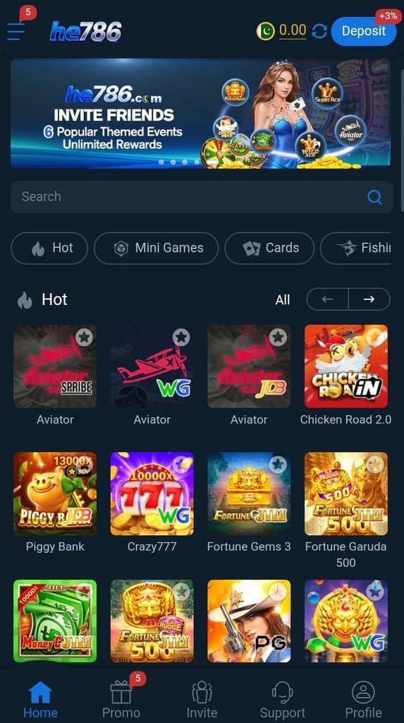 HE786 Game APK Latest Interface Page