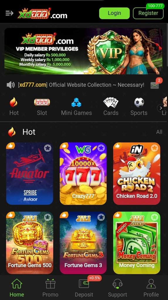 XD777 Game APK Latest Interface Page